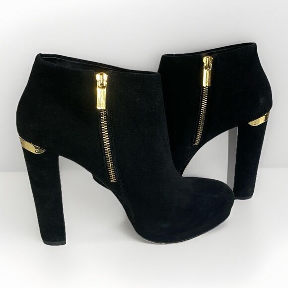 Michael Kors Women's Haven Boots Block Heel Platform Black Suede Size 9 M - Picture 3 of 10